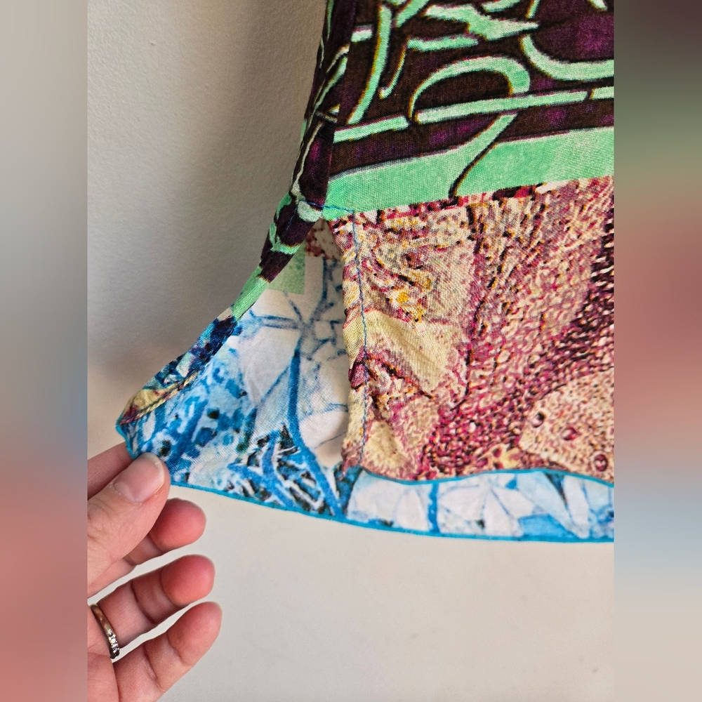 BLUE SKY Artistic Multicolor Sleeveless 💯 Rayon Top - Picture 6 of 9